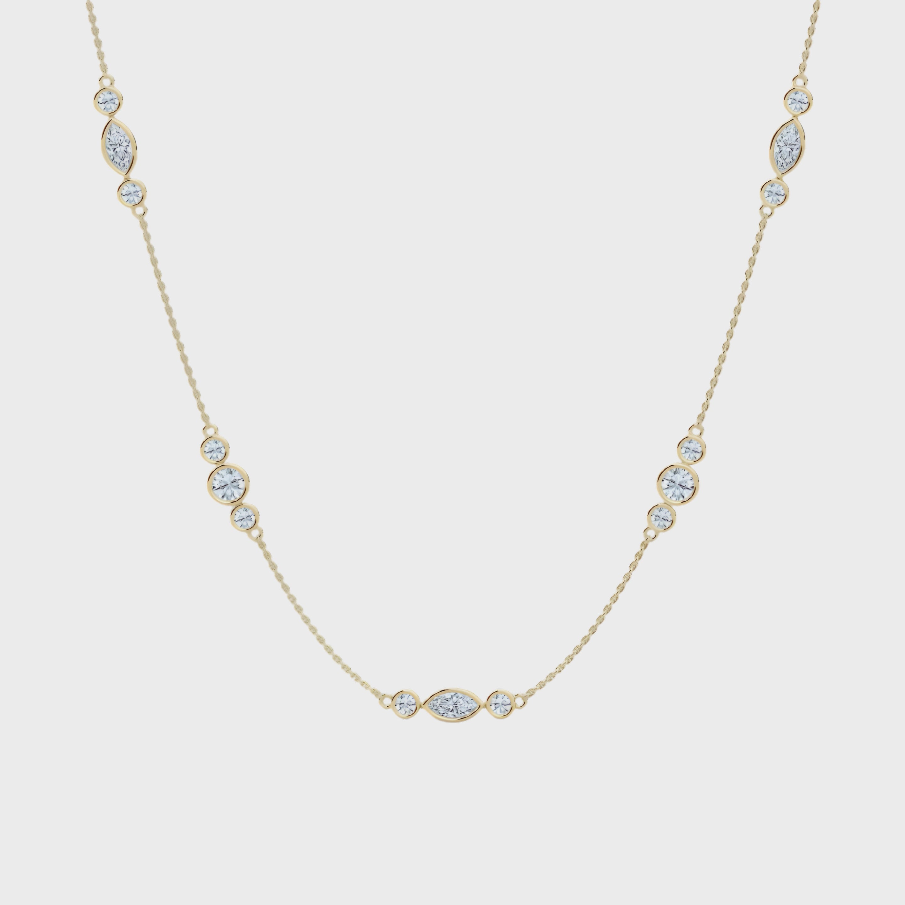 Marquise & Round CVD Diamond Necklace – 925 Silver